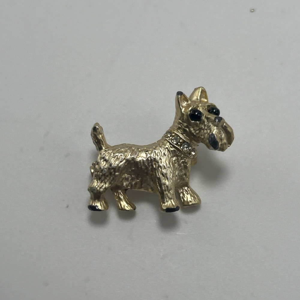 Vintage Scottish Terrier Dog Pin Metal Yellow/Gold - Picture 2 of 10